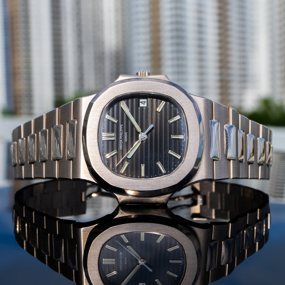Patek Philippe Stainless Steel Watch with Black Dial